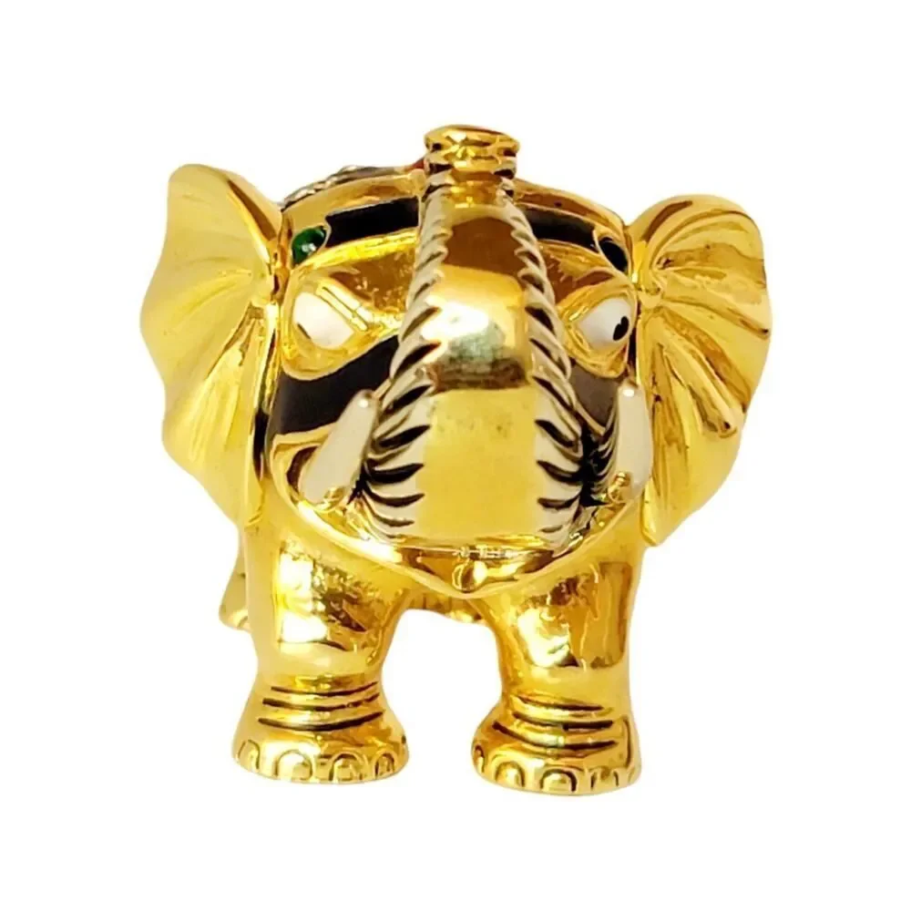 Vtg Trinket Jewelry Box Made with Swarovski Crystal Decorative Elephant Figurine